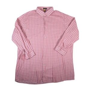 Stacy Adams Shirt Men's Long Sleeve Pink White Plaid Cotton Size 19 34/35 Casual